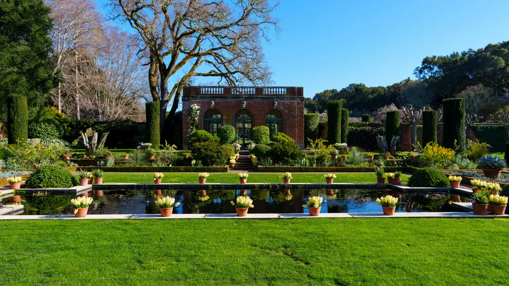 Beautifully manicured green residential lawn and landscaping